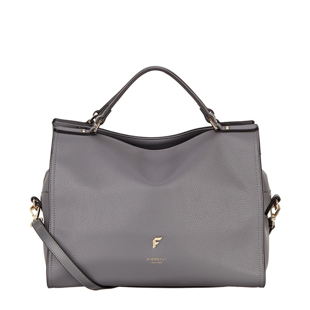 FIORELLI Grey Leather Satchel Bag East West Tote